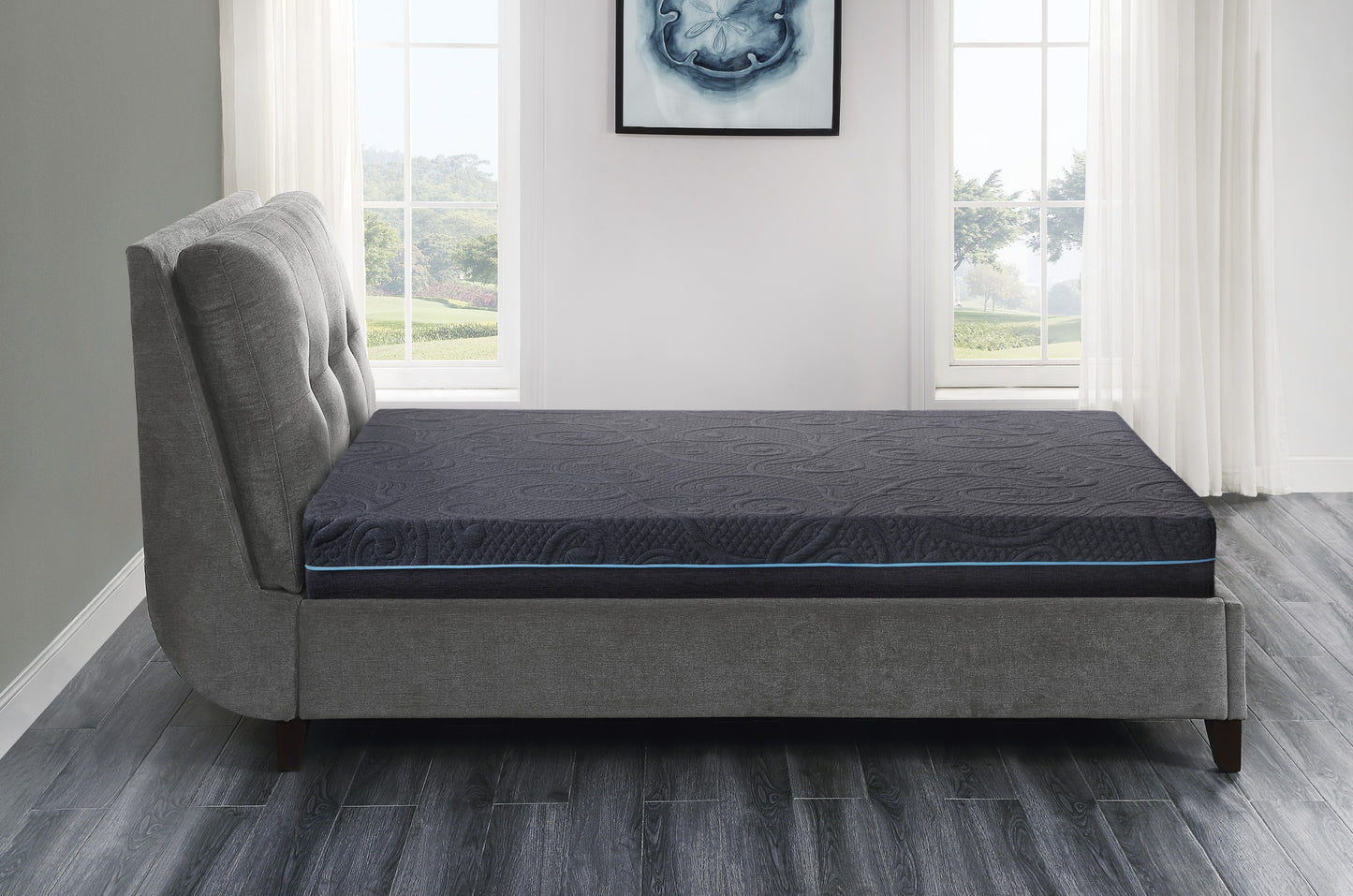 8" Twin Size Bed Mattress Gel-Infused Memory Foam Hybrid Mattress, Dark Gray, Mattress in a Box, Firm Comfort Mattress