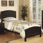 Black Color Twin Size Bed Youth Bedroom Furniture Unique Headboard Footboard Rubberwood