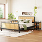 3 Pieces Rattan Platform Full Size Bed With 2 Nightstands,Espresso