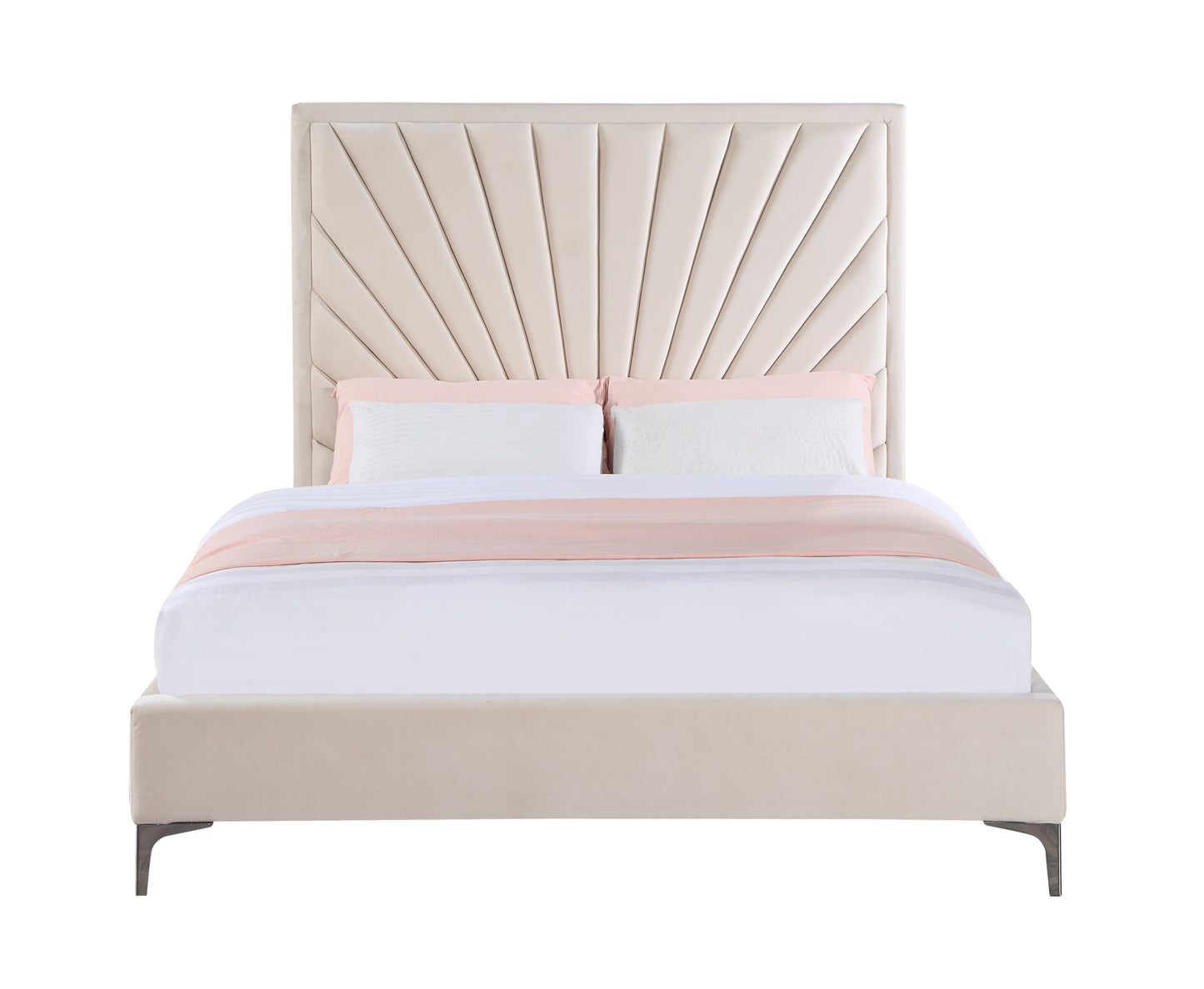 ACME Faiz Queen Bed, Beige Velvet BD00957Q