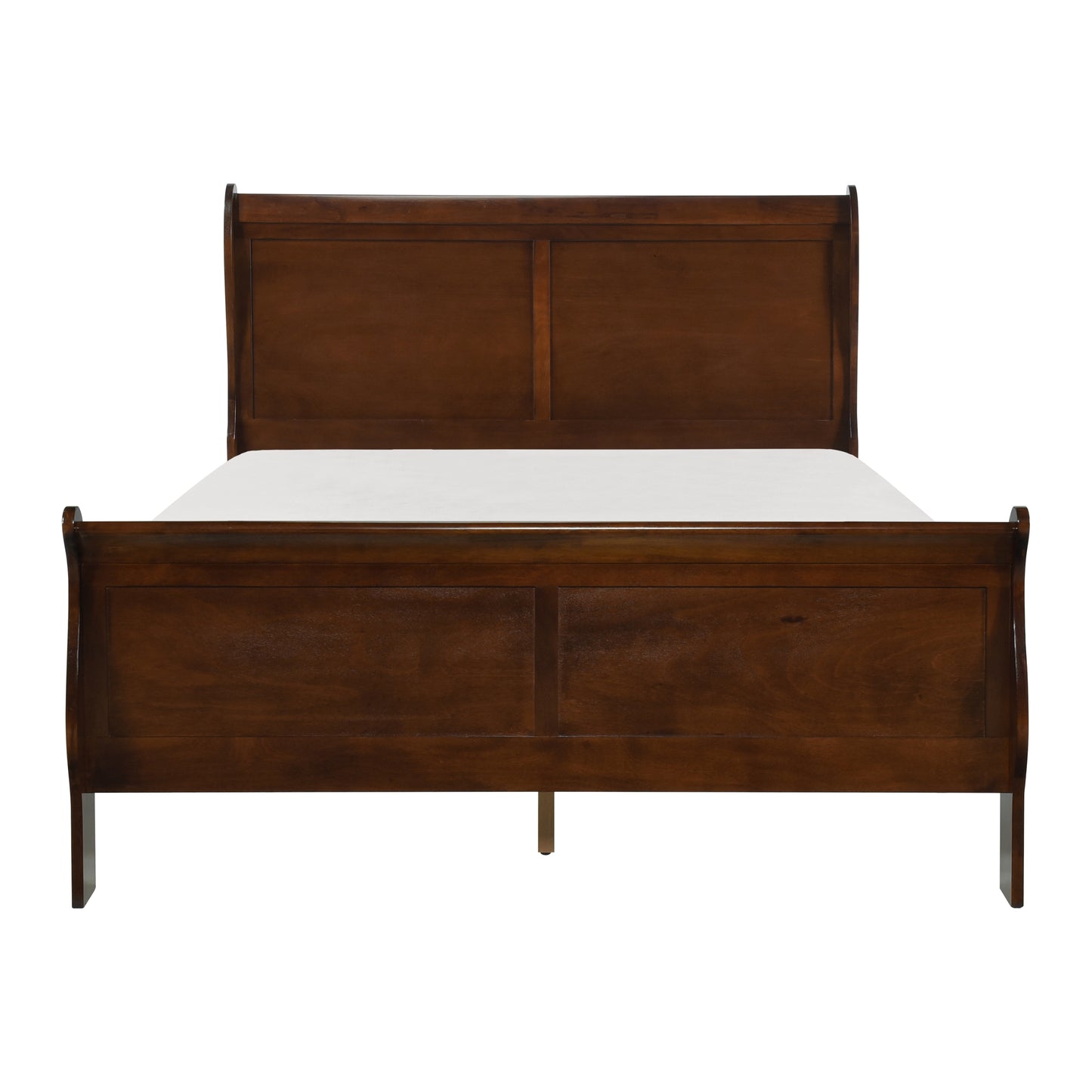 Classic Louis Philipe Style Eastern King Bed Brown Cherry Finish 1pc Traditional Design Bedroom Furniture Sleigh Bed