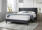 Elegant Modern Charcoal Brushed Linen 1pc Queen Size Bed Upholstered Box Design Headboard Bedframe