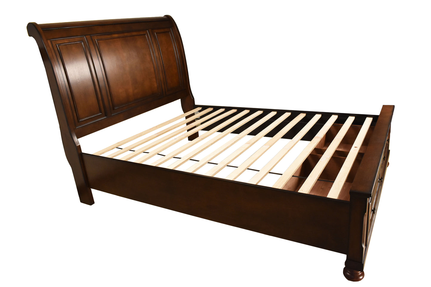 Queen Storage Platform Bed Made with Wood in Dark Walnut