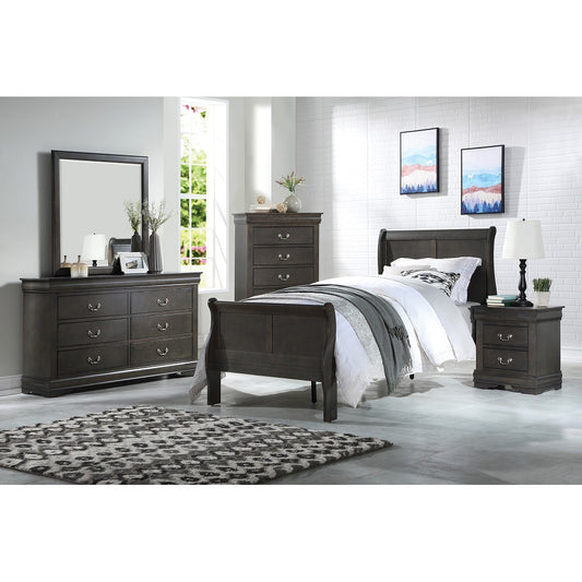 ACME Louis Philippe Twin Bed in Dark Gray 26800T