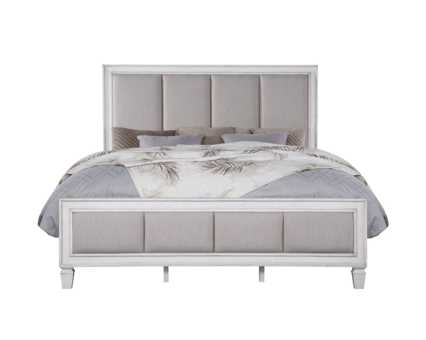 ACME Katia CK BED Light Gray Linen, Rustic Gray & Weathered White Finish BD00658CK