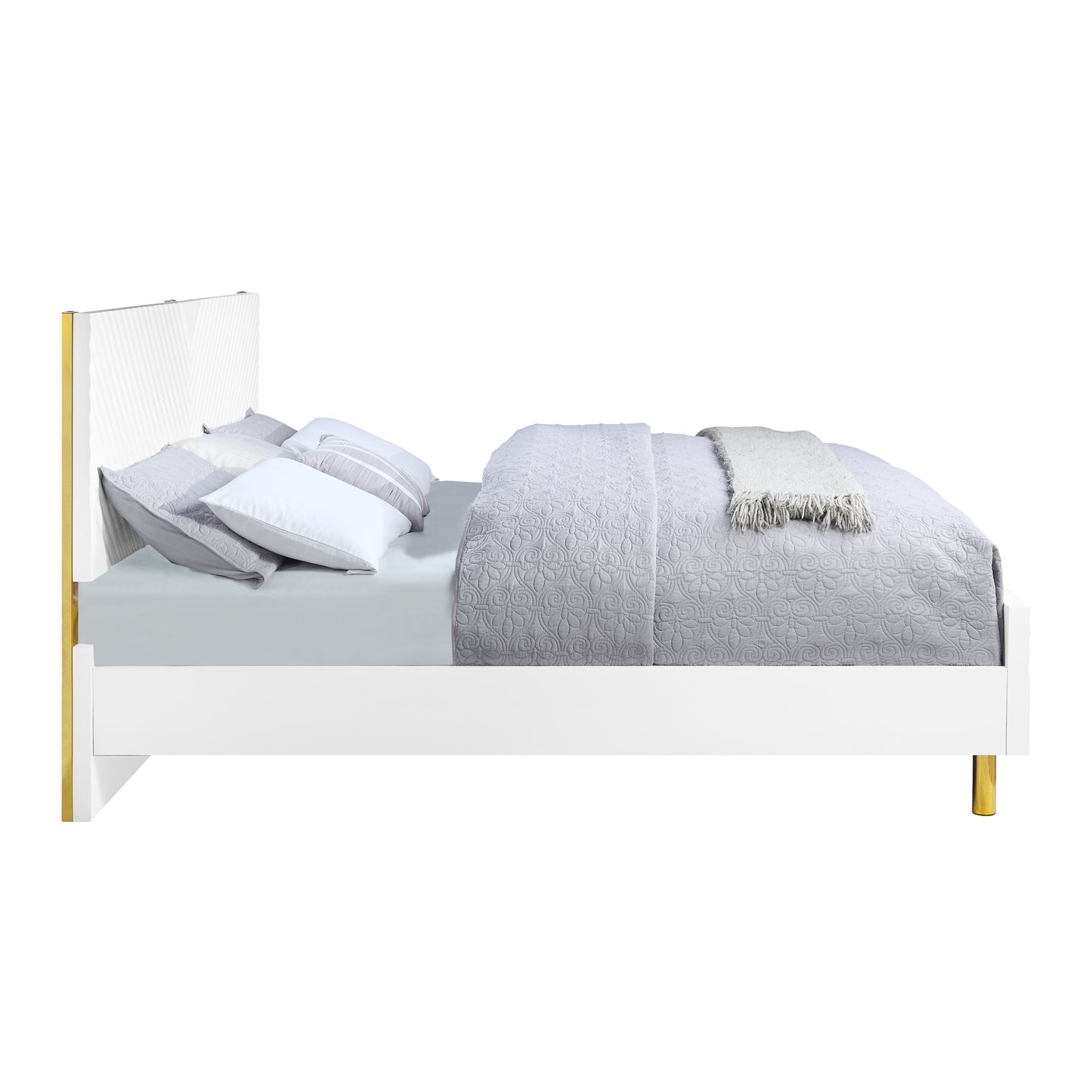 ACME Gaines Queen Bed, White High Gloss Finish BD01034Q