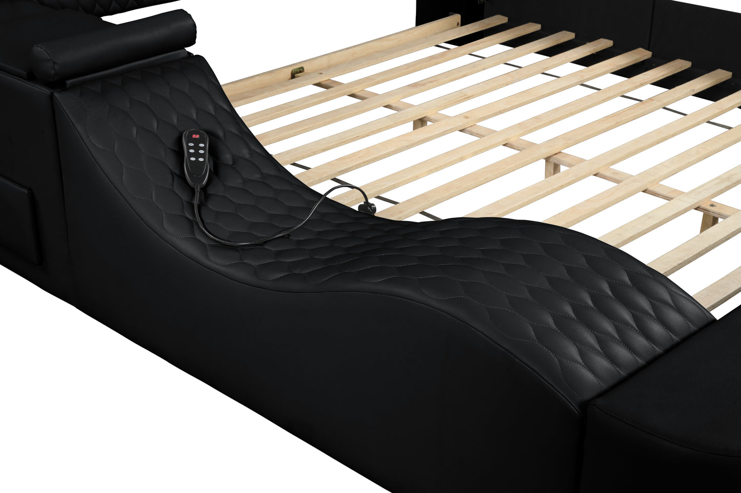 Smart Multifunctional King Size Bed Made with Wood in Black