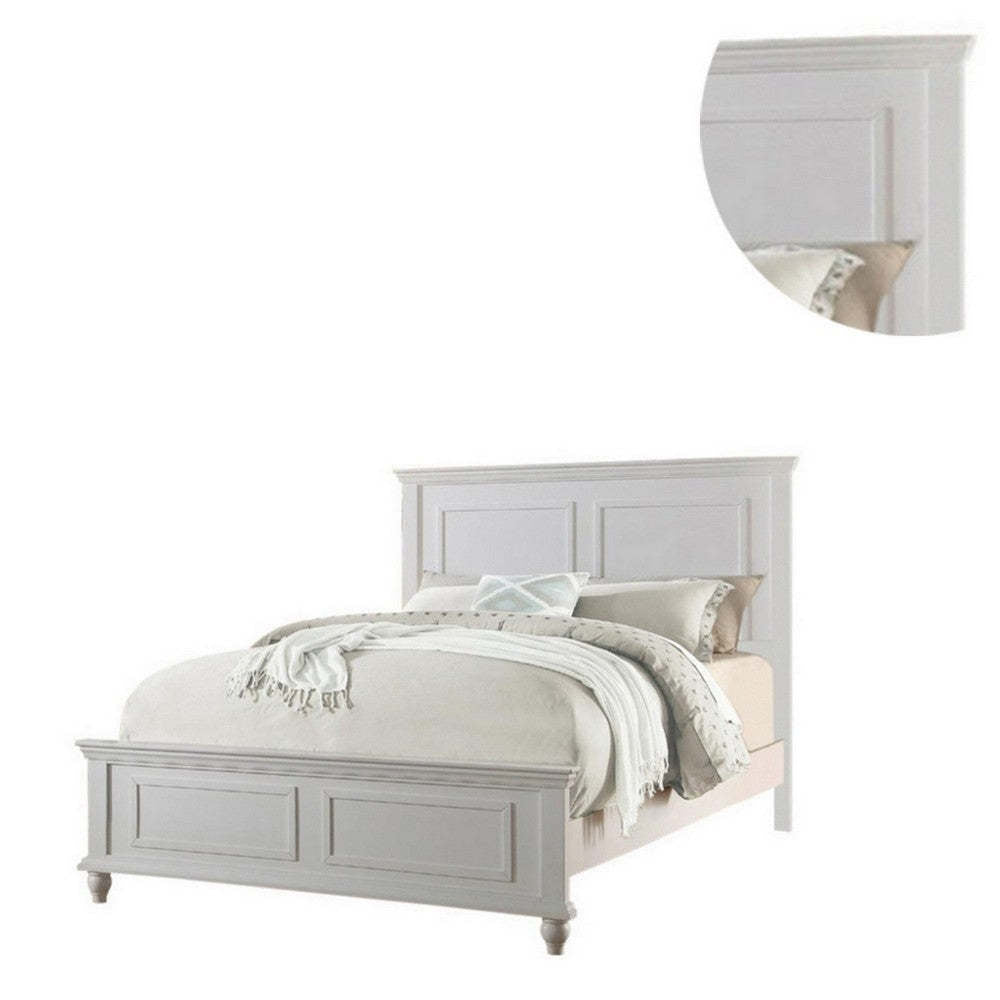 White Color Queen Size Bed Bedroom Furniture High Panel Headboard Footboard Plywood 1pc Bedframe