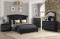 Full 5 Pc Upholstery Bedroom Set Made With Wood in Black