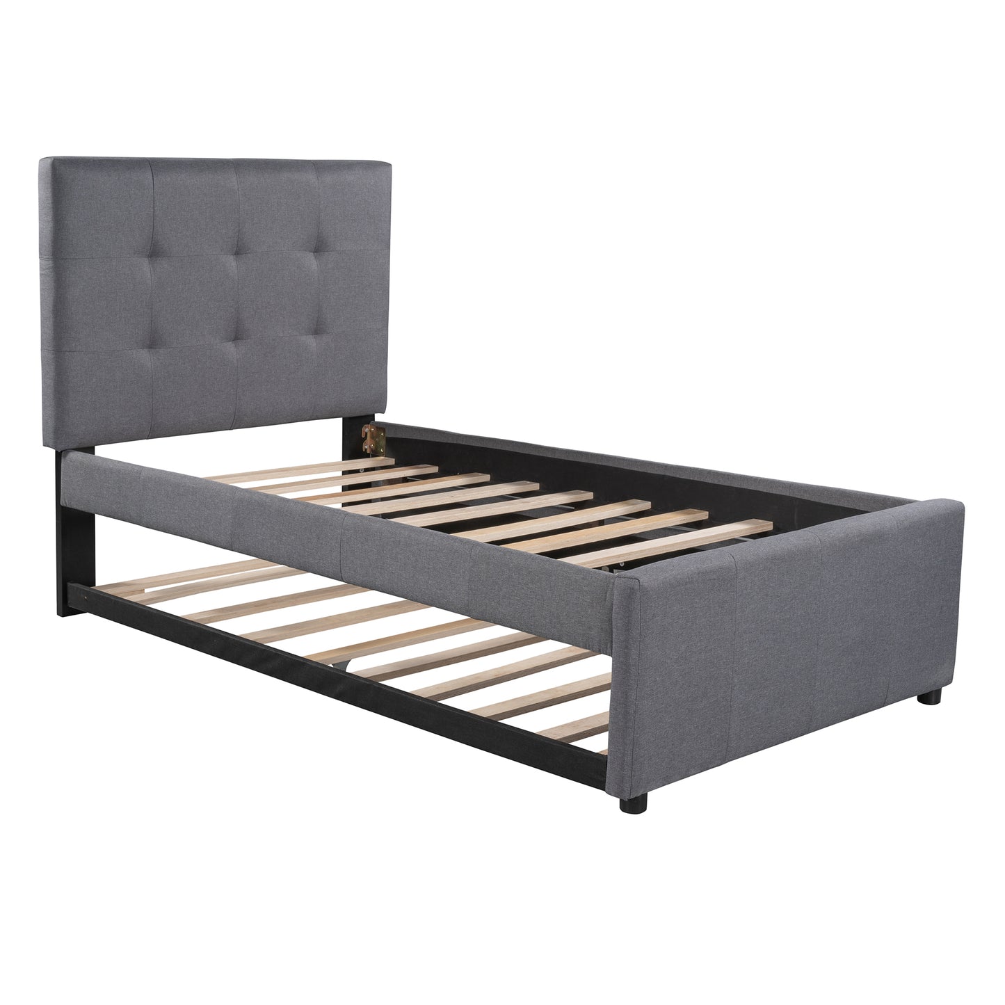 Linen Upholstered Platform Bed With Headboard and Trundle, Twin(Old SKU: SM000504AAE)