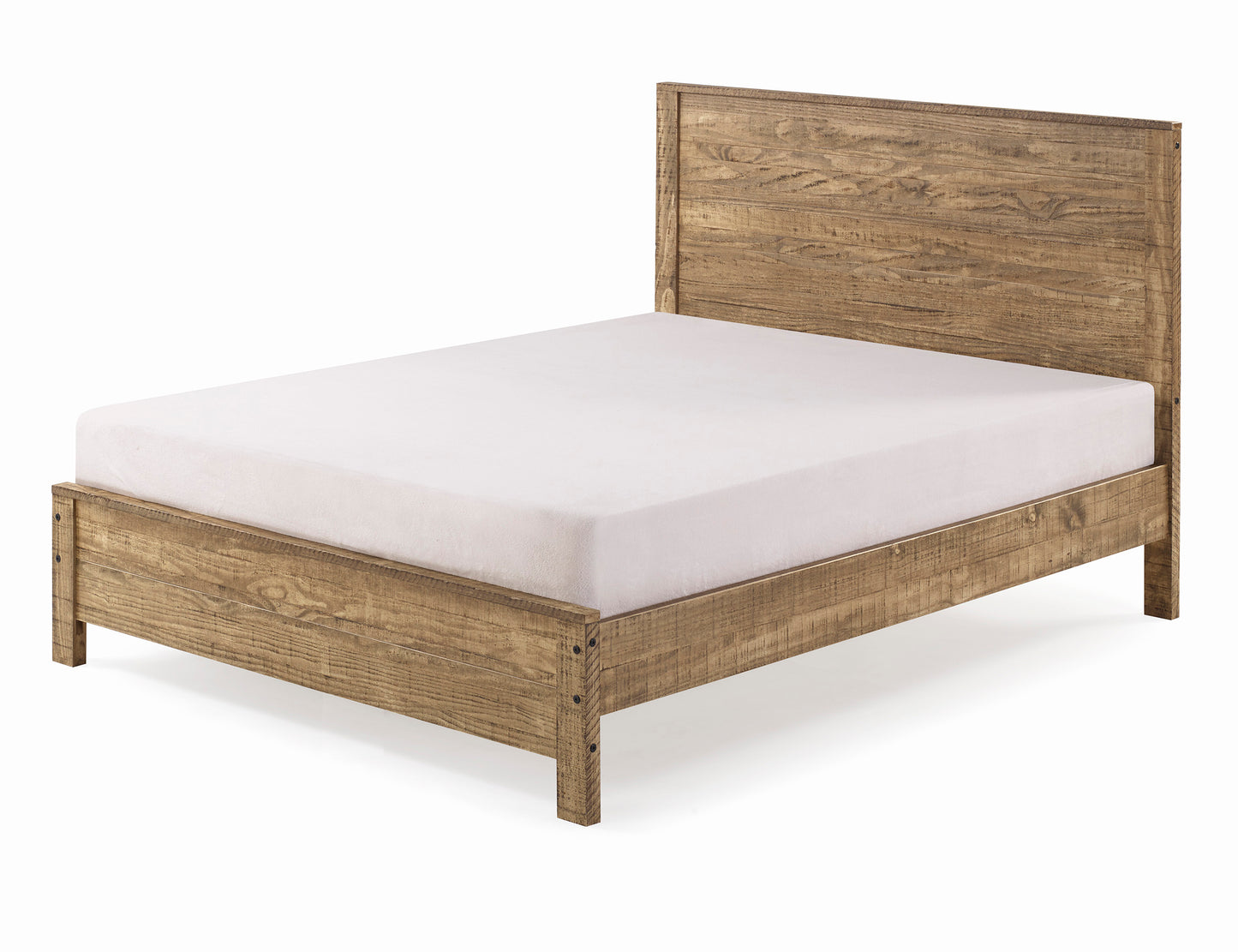 Albany Juego de cama completo de 3 piezas, marco de cama de madera maciza resistente con mesita de noche, juego de 2, nogal