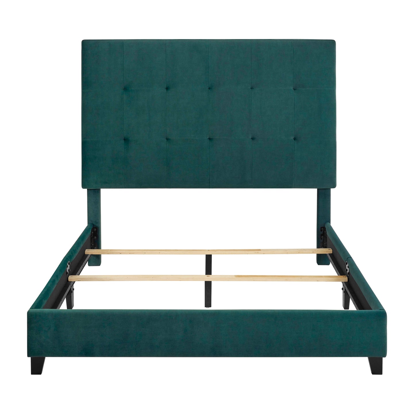 Bridgevine Home Queen Size Green Velvet Tufted Upholstered Platform Bed