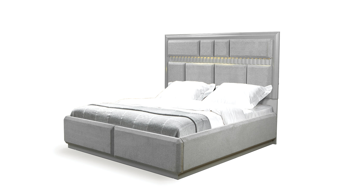 Modern Style King Bed Made with Wood in Gray