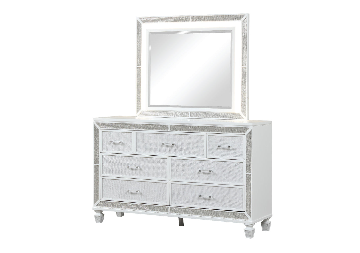 Crystal King 4 Pc Storage Wood Bedroom Set finished in White