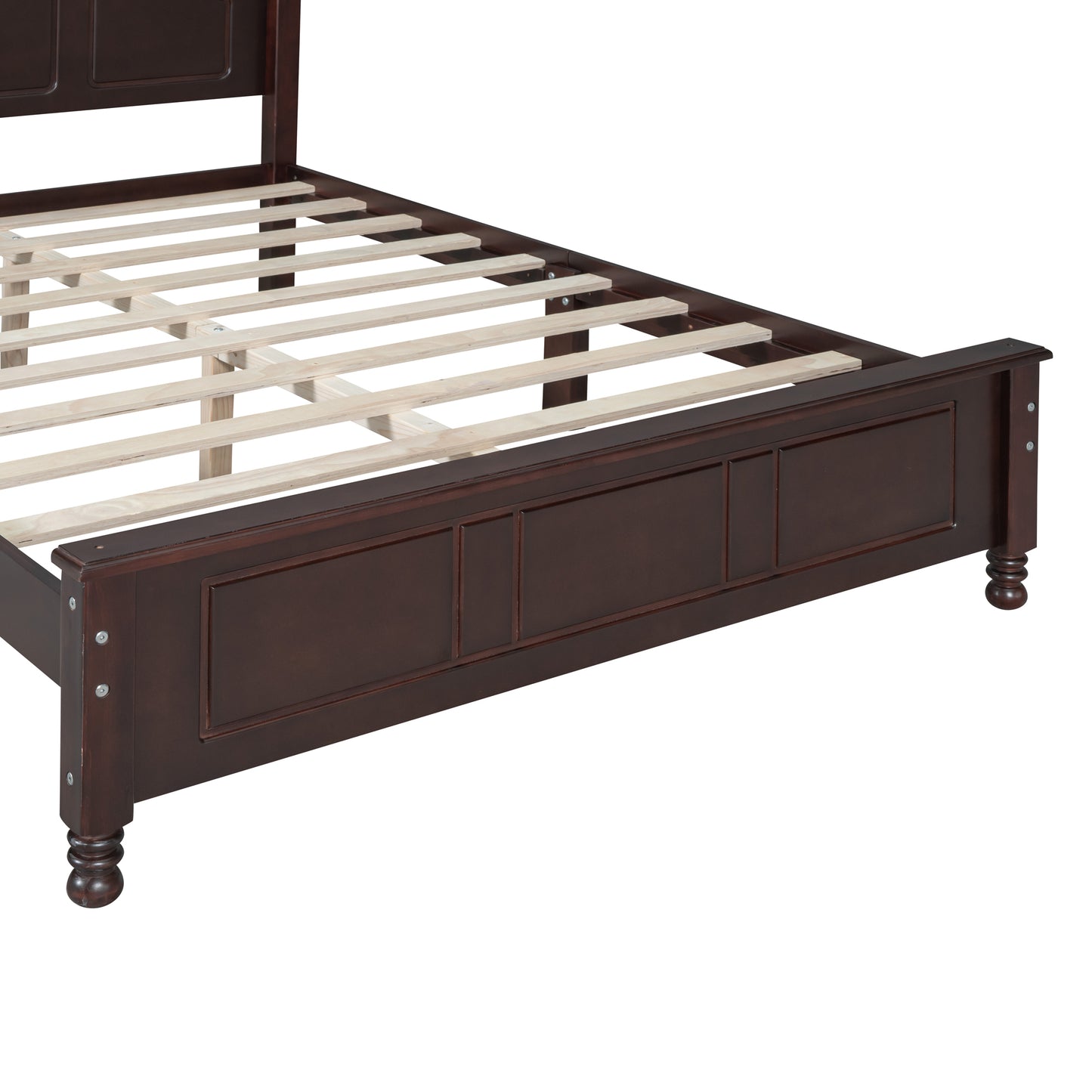 Full Size Wood Platform Bed Frame,Retro Style Platform Bed with Wooden Slat Support,Dark Walnut