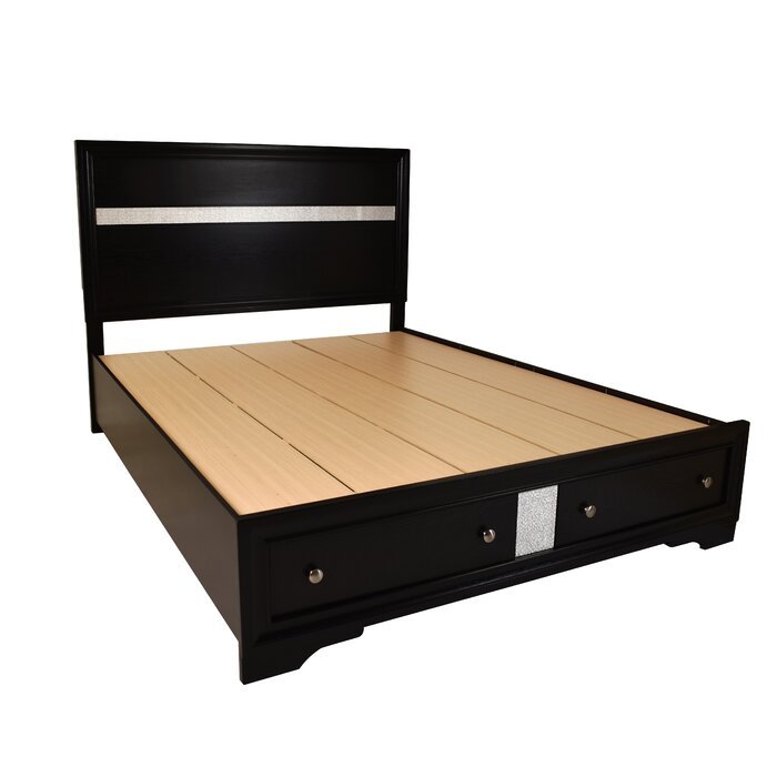 Traditional Style Full 4 Piece Storage Bedroom set made with Wood in Black