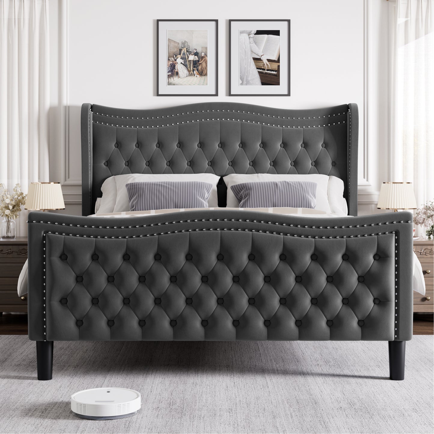 LIFT UP VELVET GRAY  KING  SIZE BED