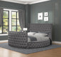 Modern Style Crystal Tufted Queen Bed  Made with wood in Gray