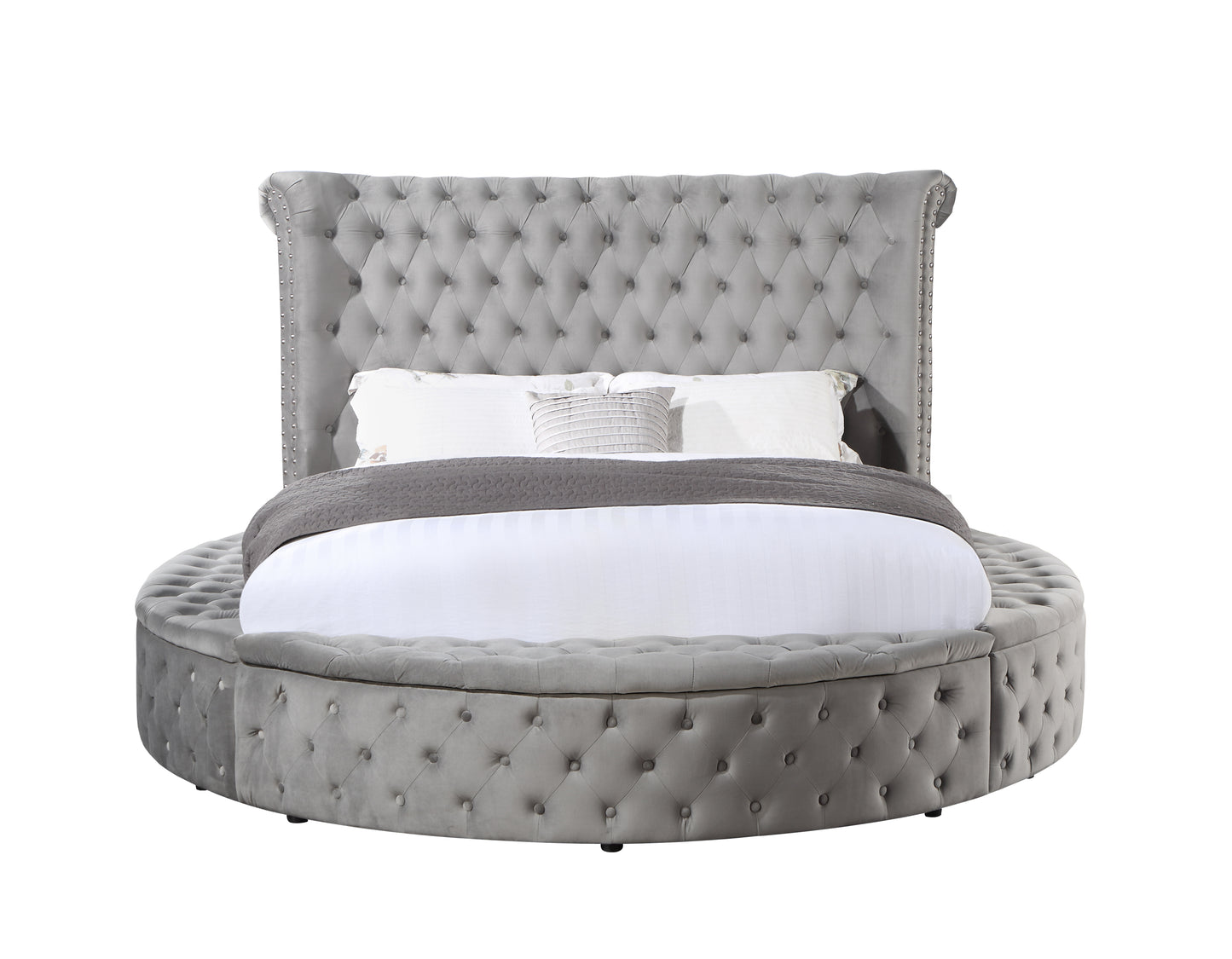 ACME Gaiva Queen Bed w/Storage, Gray Velvet BD00967Q