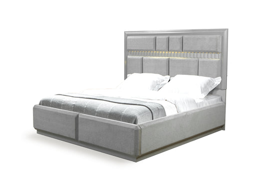 Modern Style Queen Bed Made with Wood in Gray