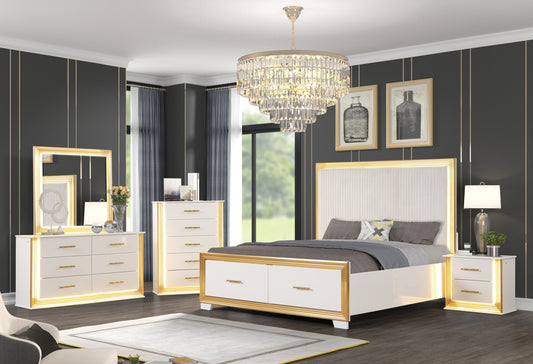 Contemporary Style 5PC Queen Bedroom Set Made with Wood & Gold Finish