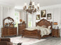 Traditional Style 5 Pc Queen Bedroom Set With Intricate Wood Carvings Made with Wood in Walnut