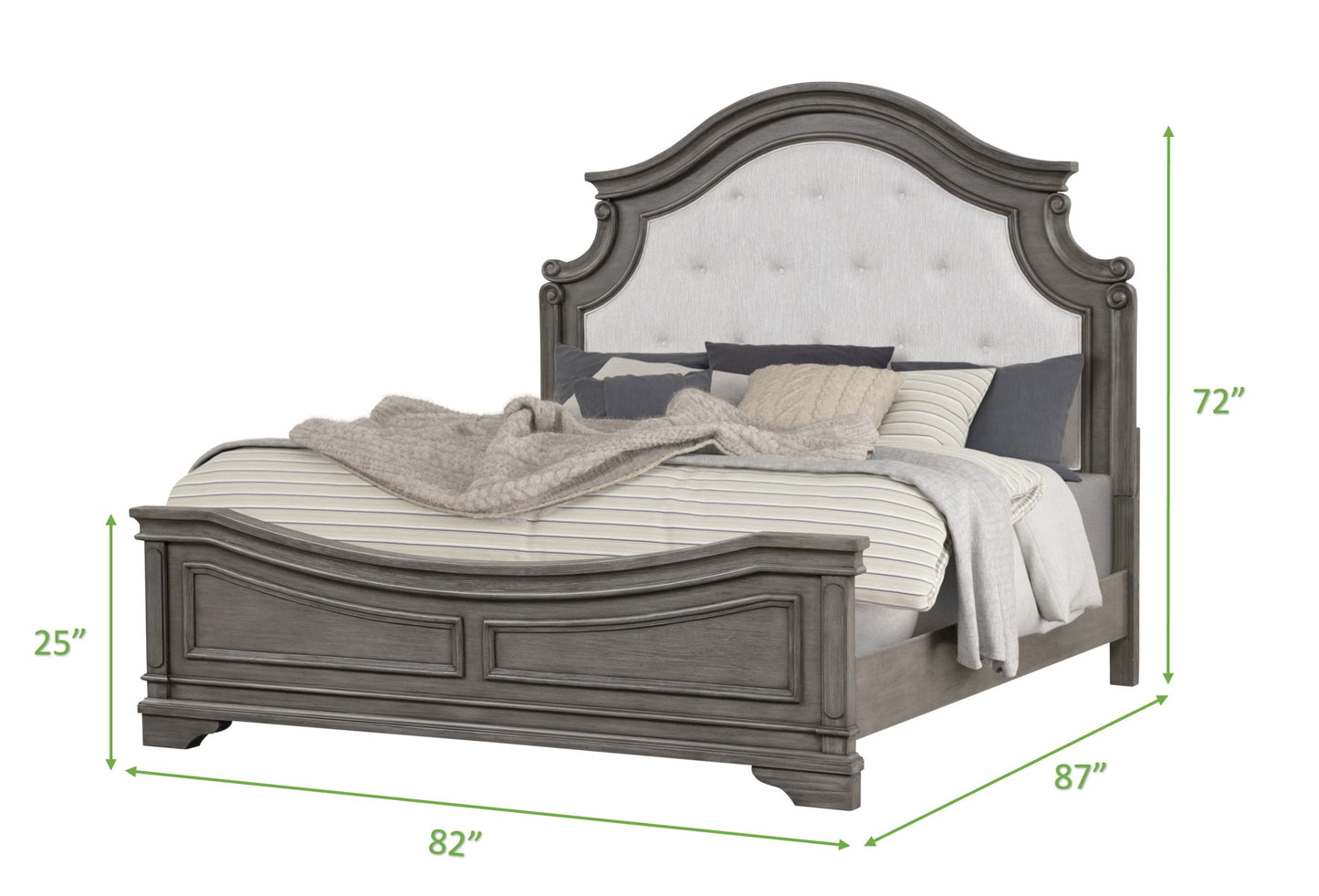 Traditional Style King 5 Pc Bedroom Set Made with Wood in Rustic Gray