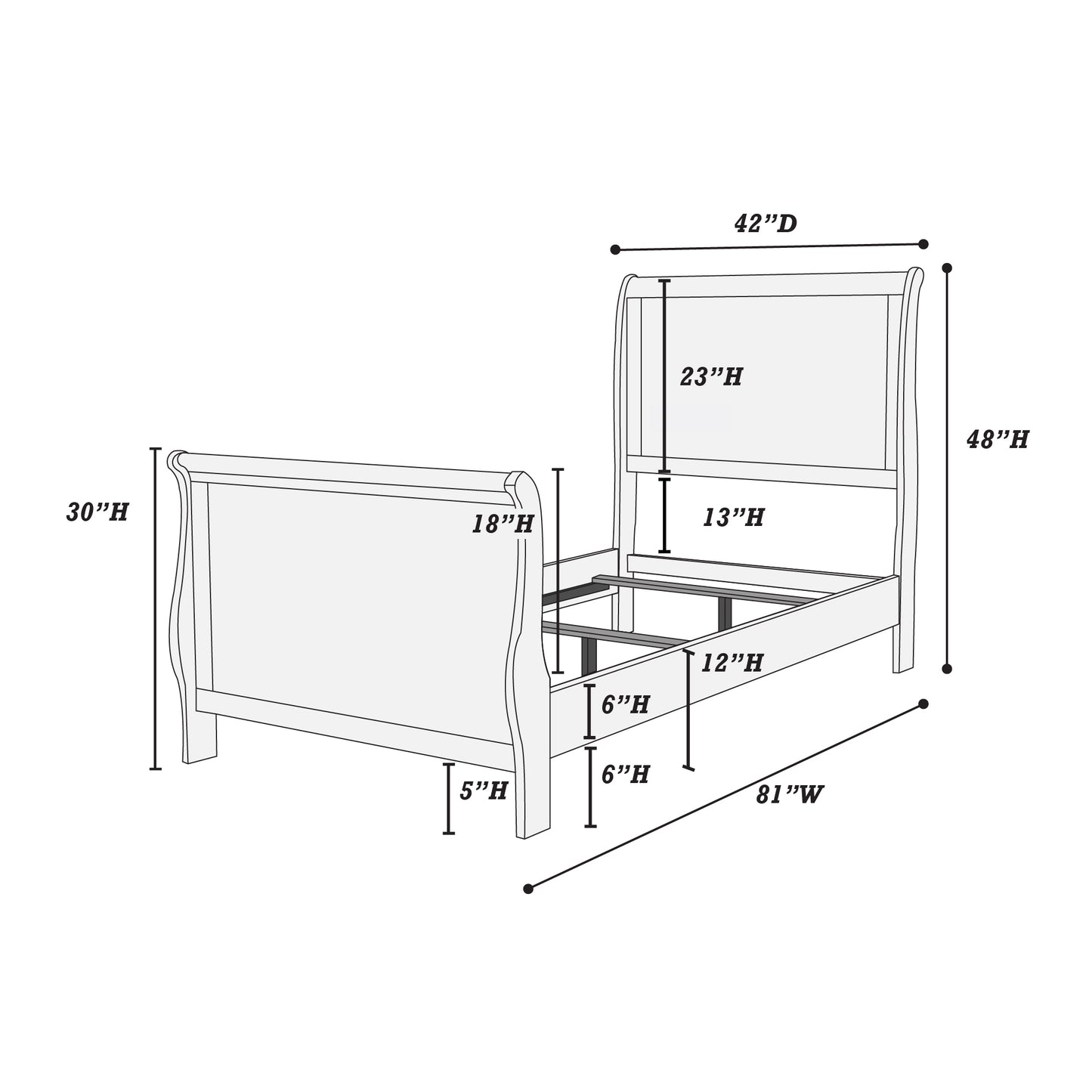 Modern 1pc Twin Size Bed Bedroom Furniture Sleigh Design Headboard Footboard Plywood 1pc Bedframe White Color