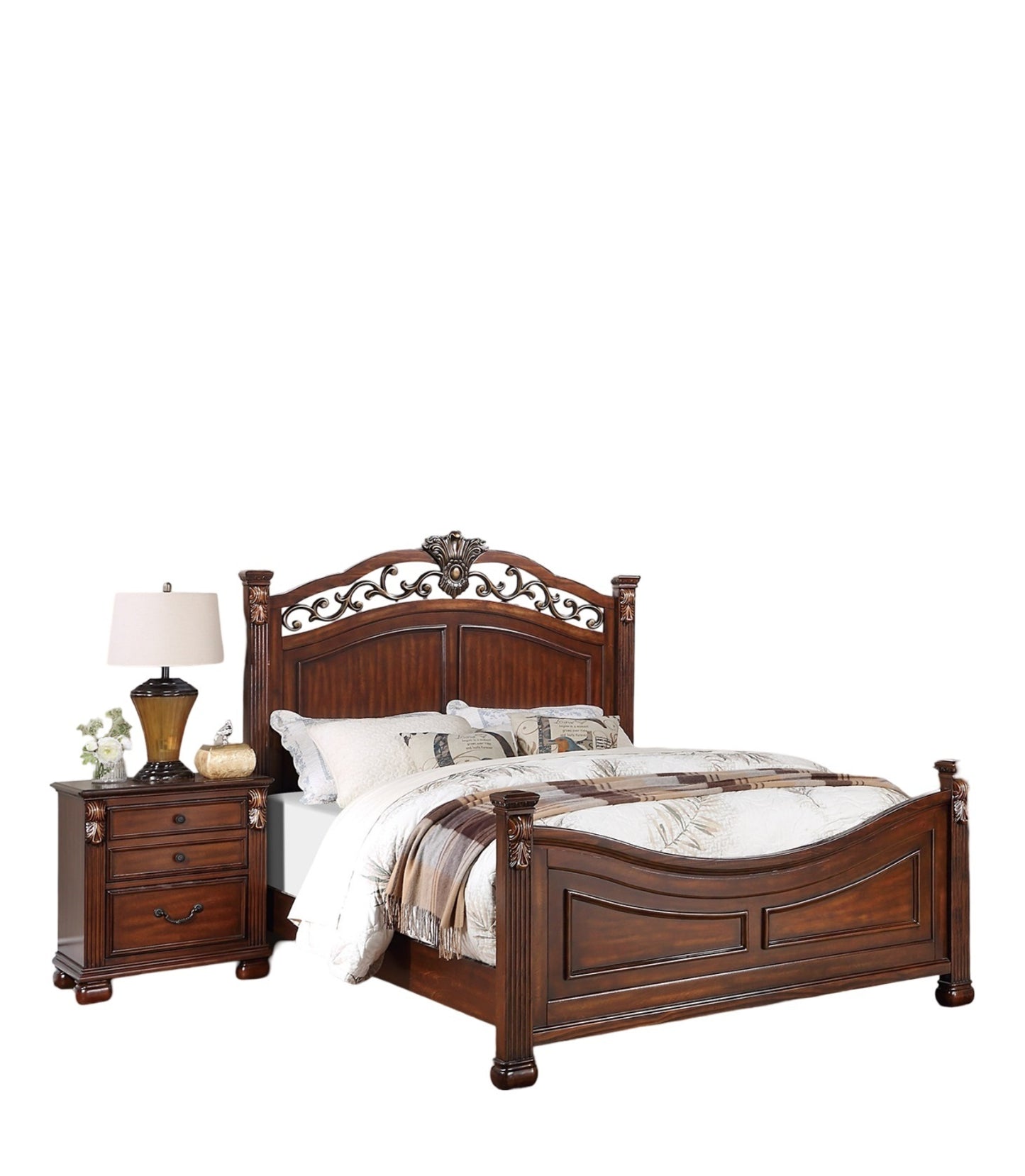 Formal Traditional Dark Cherry Color 1pc California King Size Bed Tufted Faux Leather Headboard Footboard Bedframe