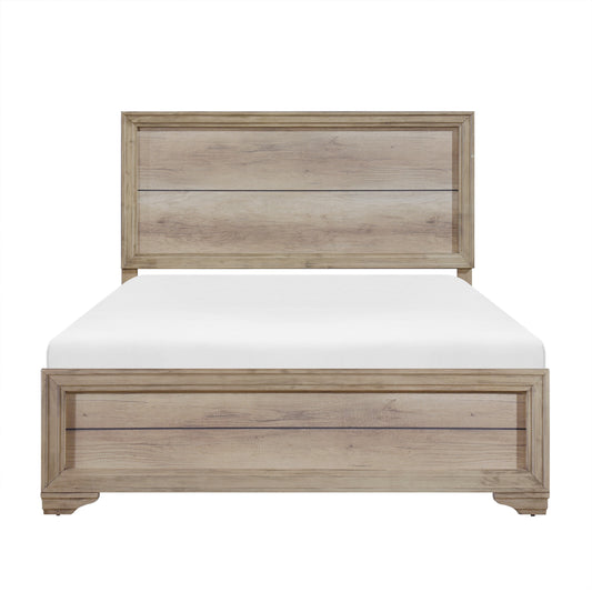 Contemporary Natural Finish 1pc Full Size Bed Premium Melamine Board Wooden Bedroom Furniture