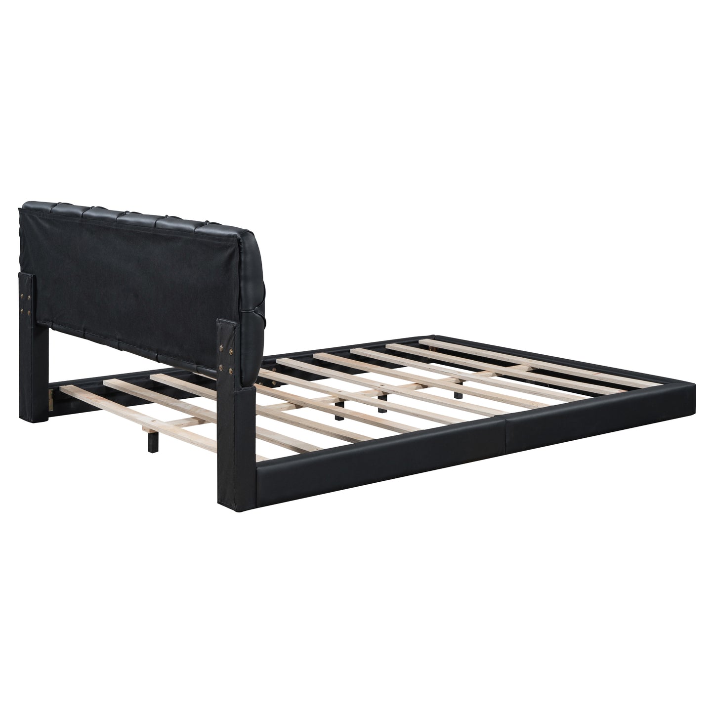 Queen Size Tufted Upholstered Platform Bed, Black