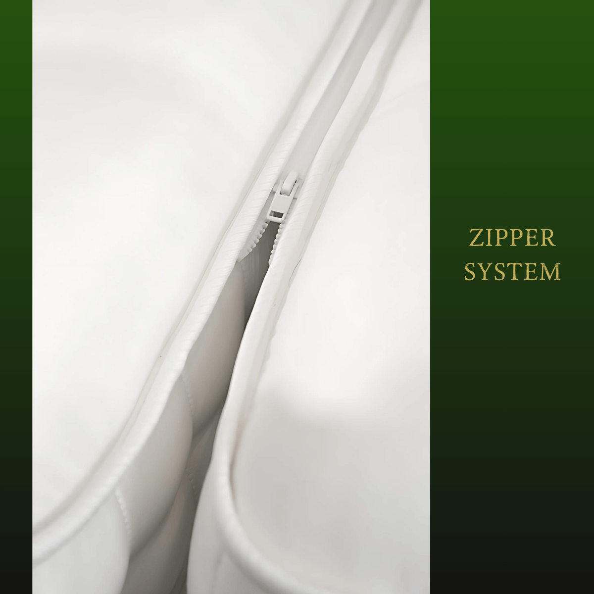 Close-up of the English Royal Mattress zipper system showcasing premium quality and design.
