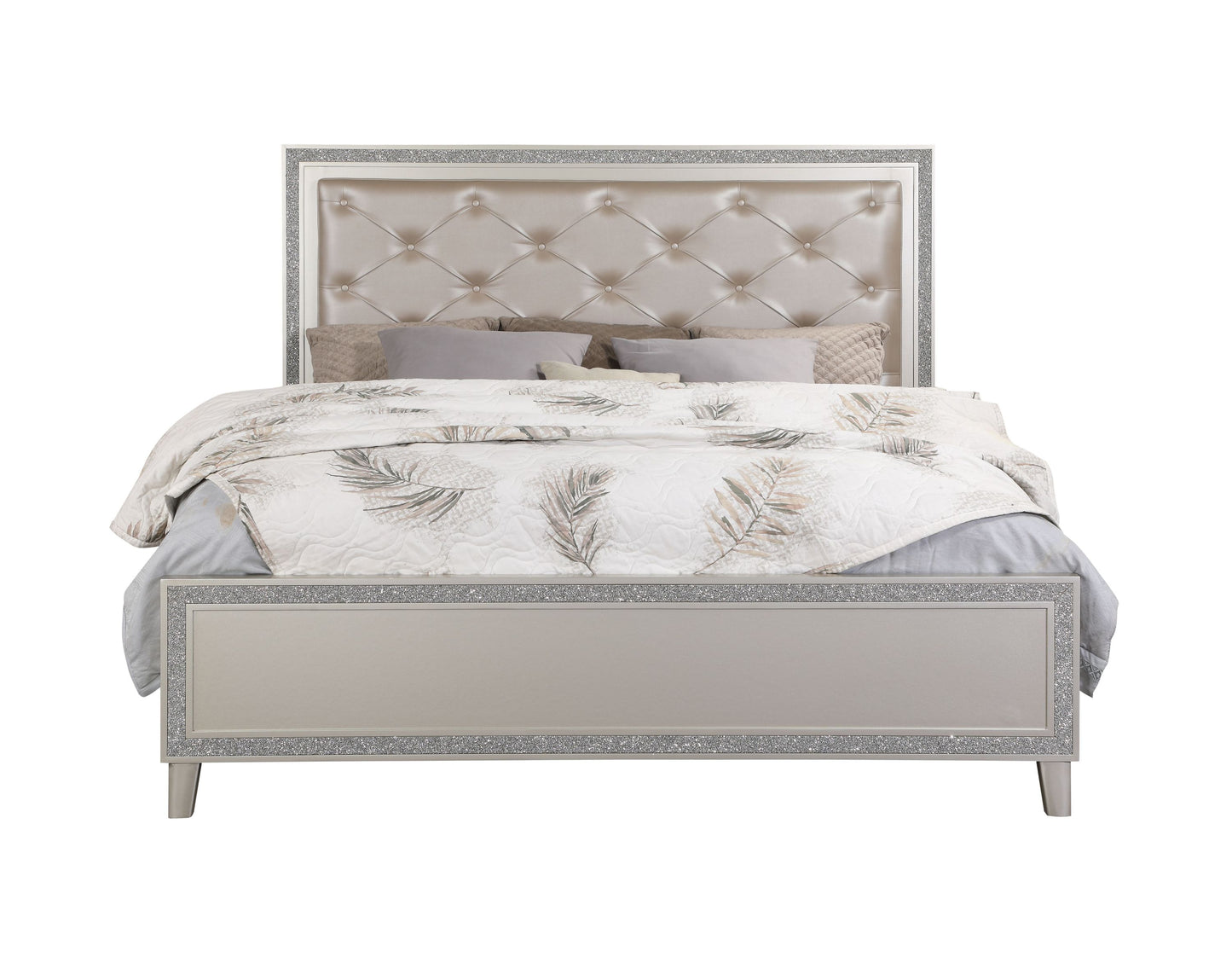 ACME Sliverfluff CK Bed w/LED, Synthetic Leather & Champagne Finish BD00237CK