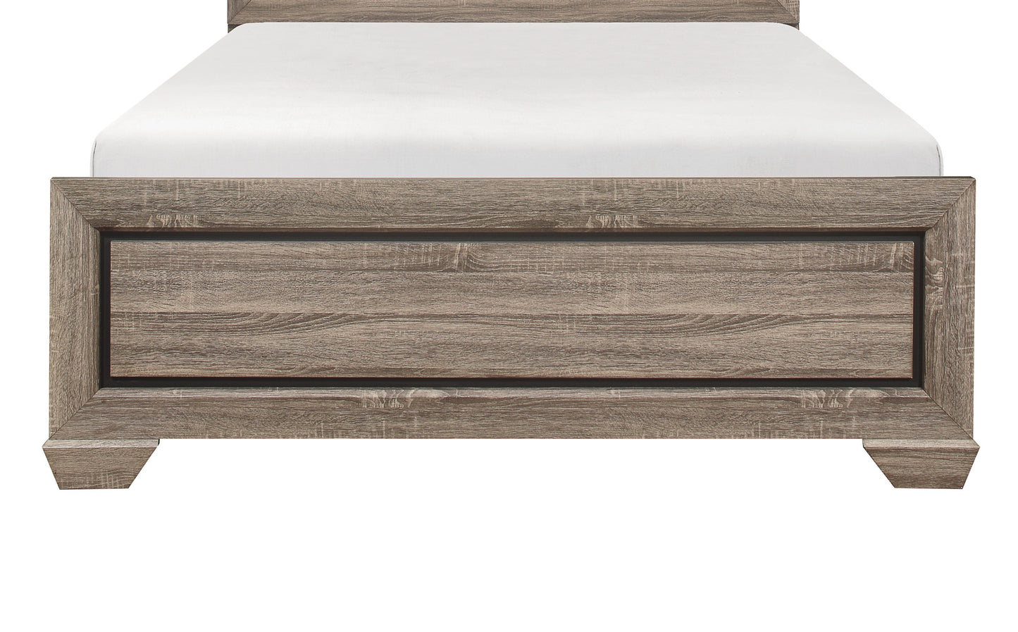 Natural Finish Contemporary Design 1pc Queen Size Bed Dark Under-Paneling Wooden Bedroom Furniture