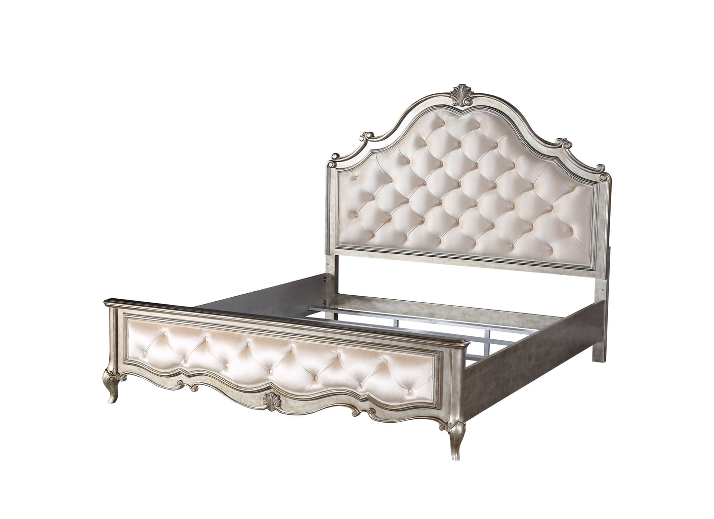 ACME Esteban Queen Bed in Ivory Velvet & Antique Champagne 22200Q