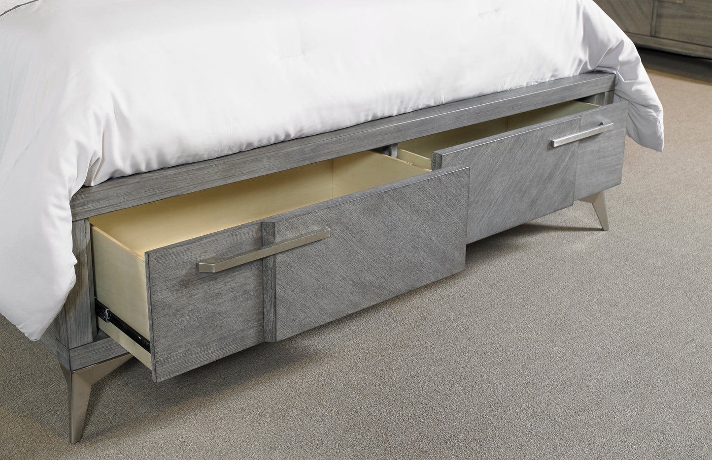 Gray Stoage Bed W/ Bookmatched Veneer