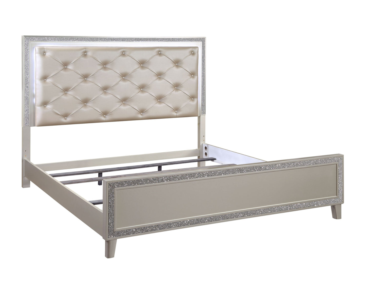 ACME Sliverfluff Eastern King Bed, PU & Champagne Finish BD00238EK