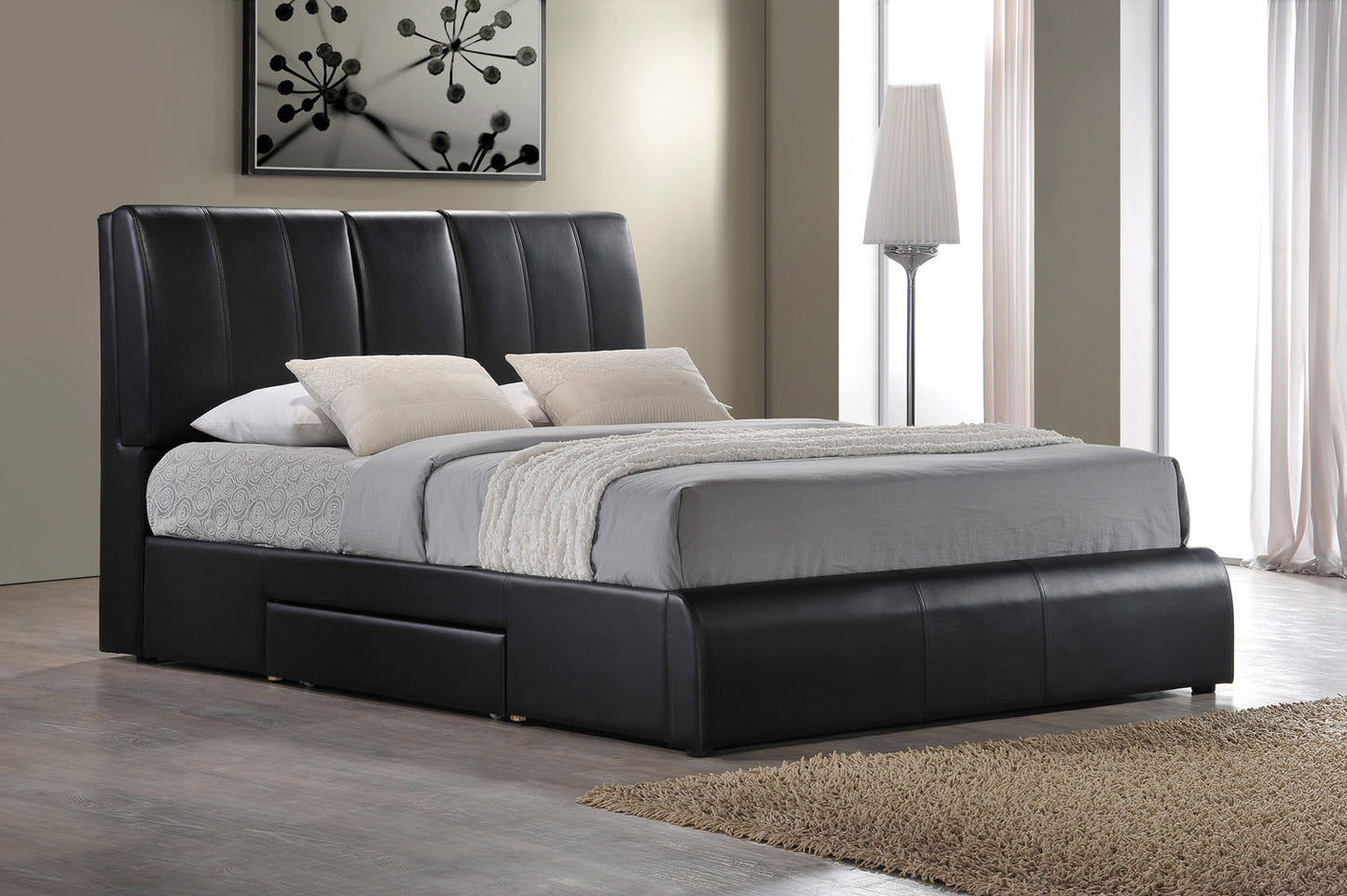 ACME Kofi Eastern King Bed in Black PU 21266EK