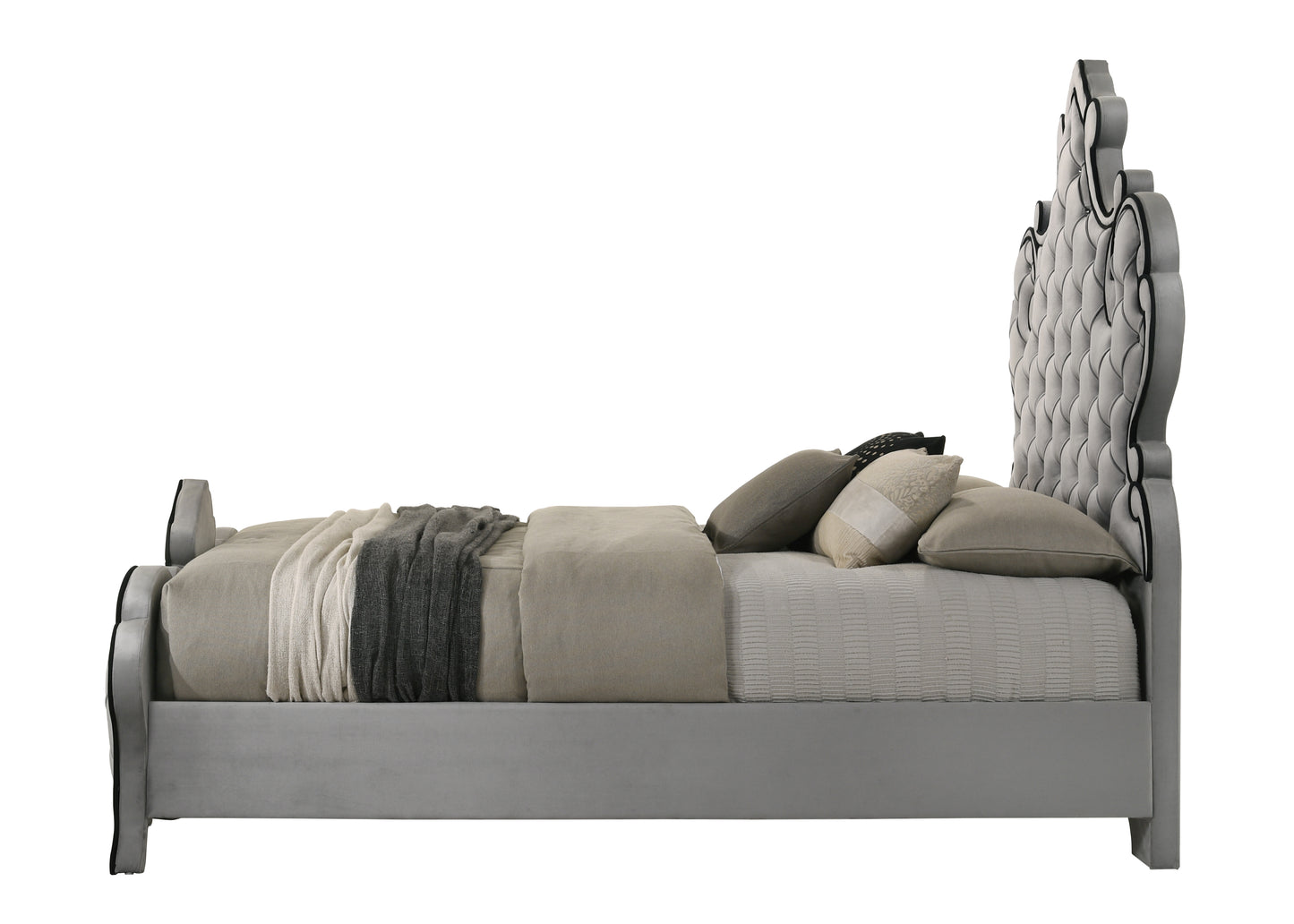 ACME Perine Queen Bed , Gray Velvet BD01062Q