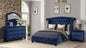 Modern Style Crystal Tufted Full 4 Piece(Includes: Full Size Bed, Nightstand, Dresser, and Mirror) Velvet Fabric Upholstery Bedroom Set Made with Wood in Blue