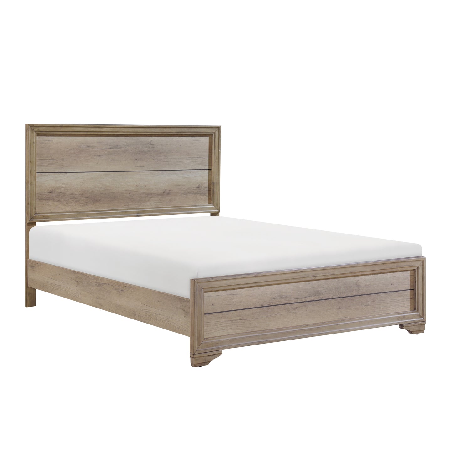 Contemporary Natural Finish 1pc Full Size Bed Premium Melamine Board Wooden Bedroom Furniture