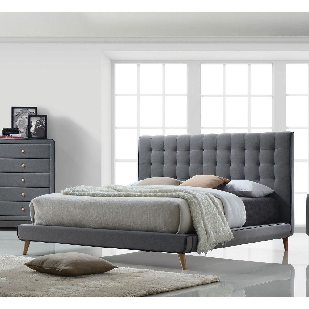 ACME Valda Queen Bed in Light Gray Fabric 24520Q