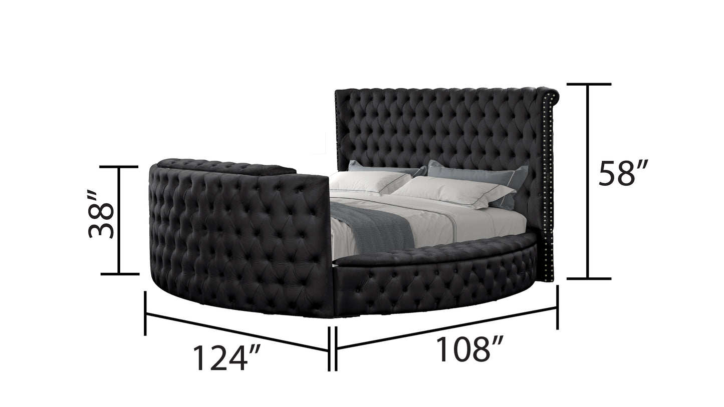 Modern Style Crystal Tufted King 5PC Bed room set Made with wood in Black