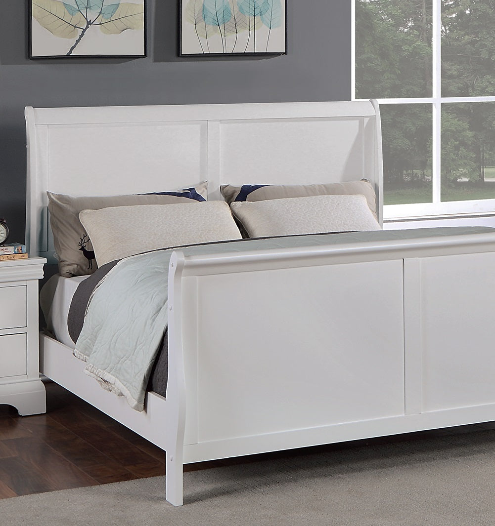 Modern 1pc Twin Size Bed Bedroom Furniture Sleigh Design Headboard Footboard Plywood 1pc Bedframe White Color