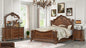 Traditional Style 4 Pc Queen Bedroom Set With Intricate Wood Carvings Made with Wood in Walnut