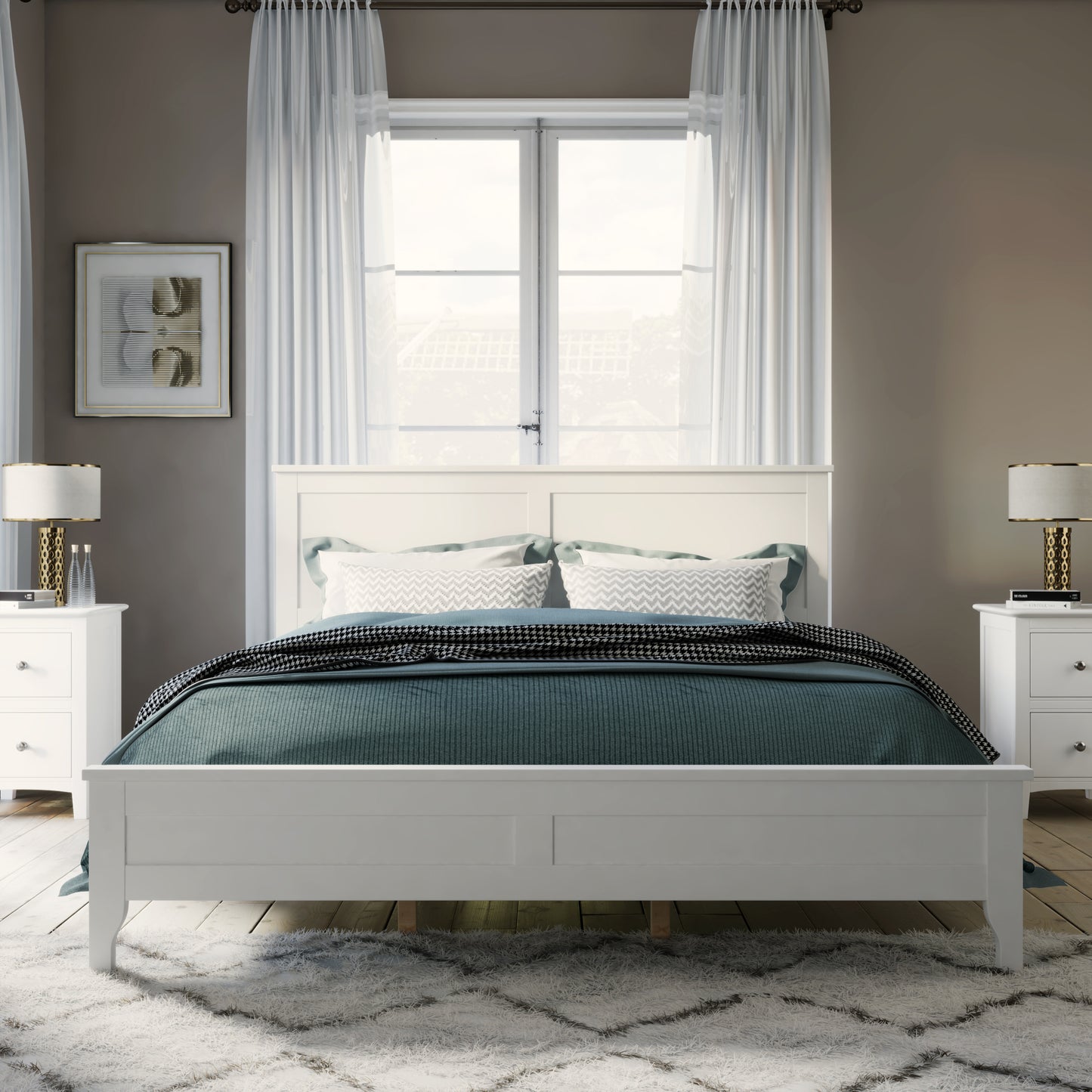 Modern White Solid Wood Queen Platform Bed (old sku:WF283525AAK)