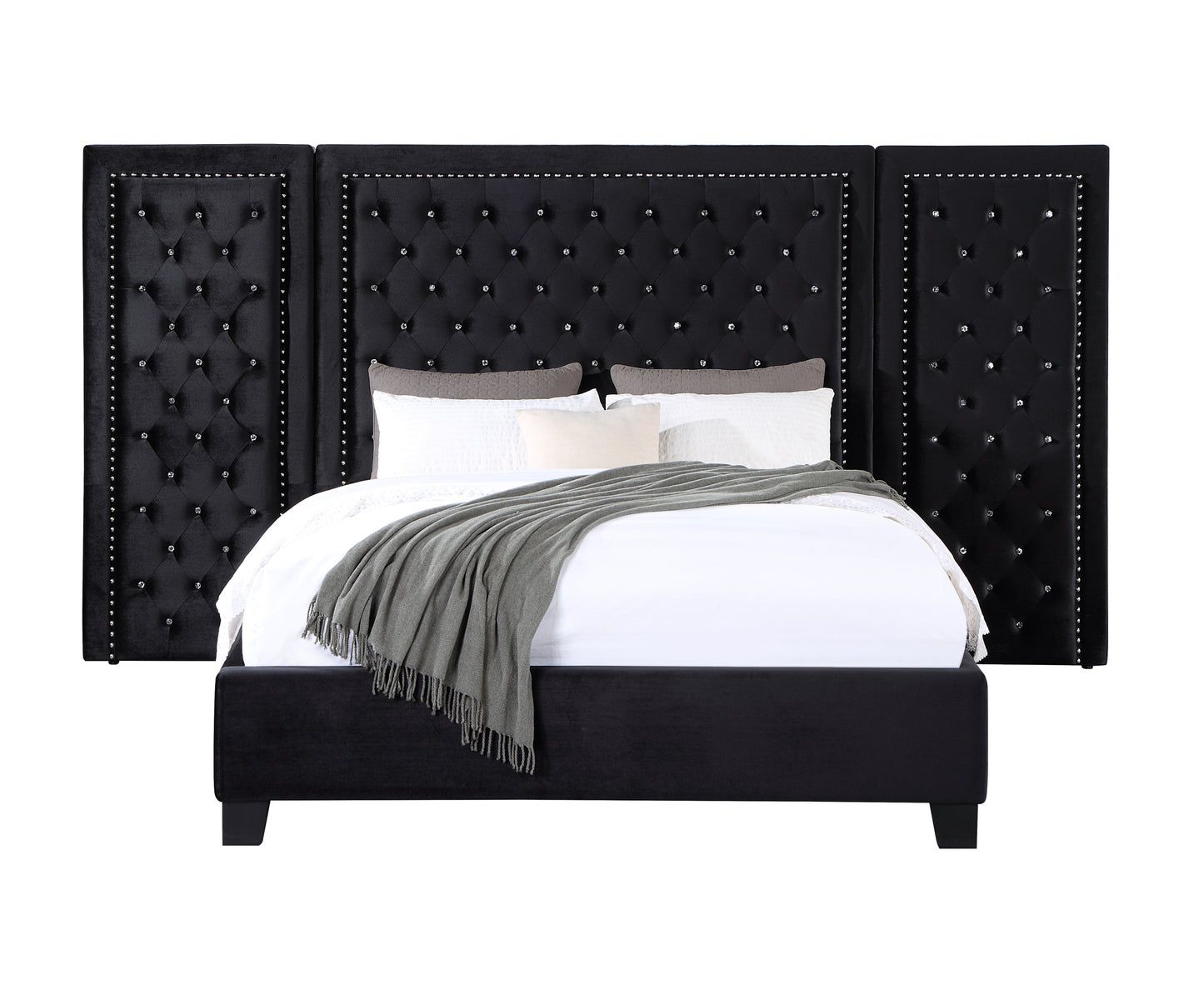 ACME Damazy Eastern King Bed, Black Velvet BD00974EK