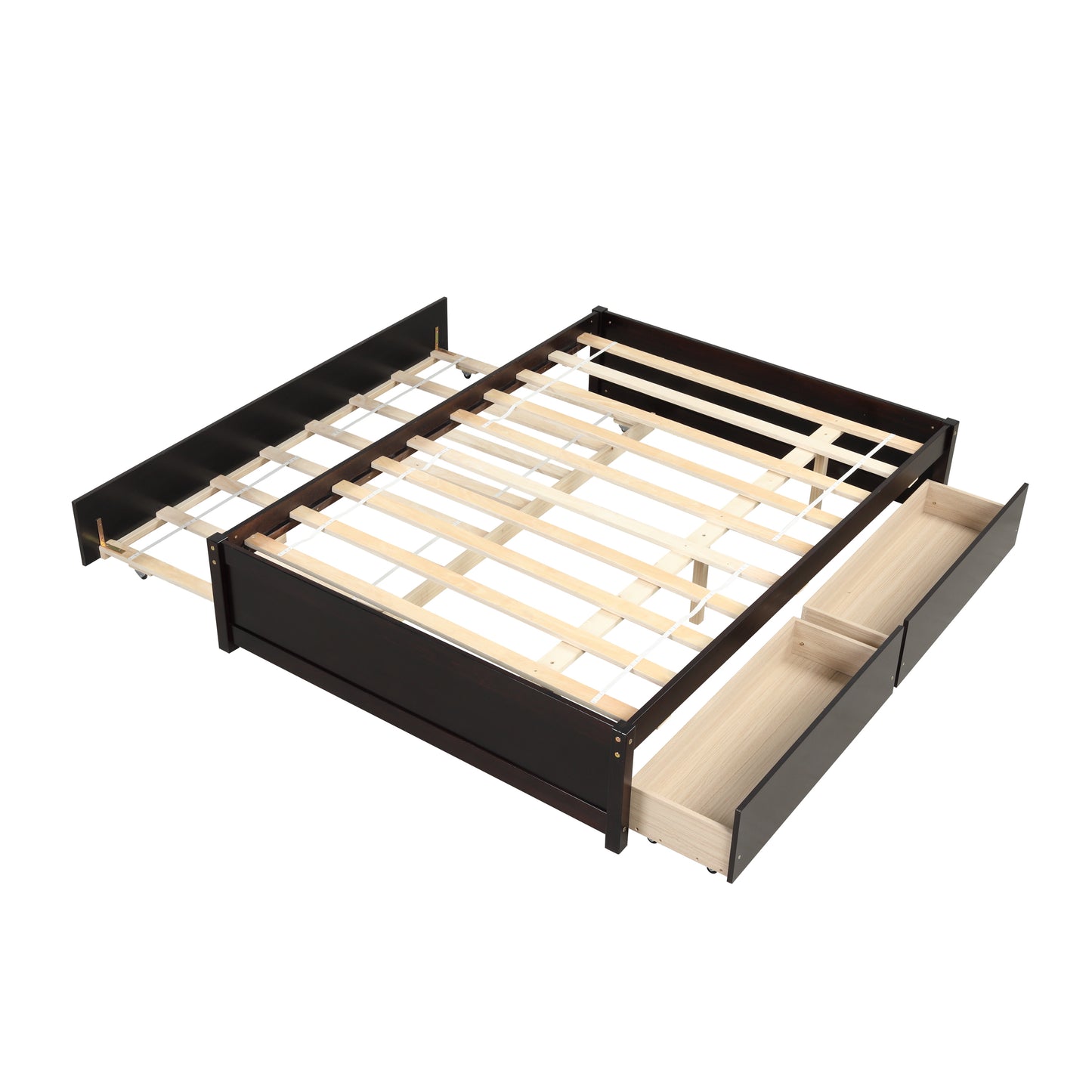 FULL BED WITH TWIN SIZE TRUNDLE AND TWO DRAWERS FOR ESPRESSO COLOR