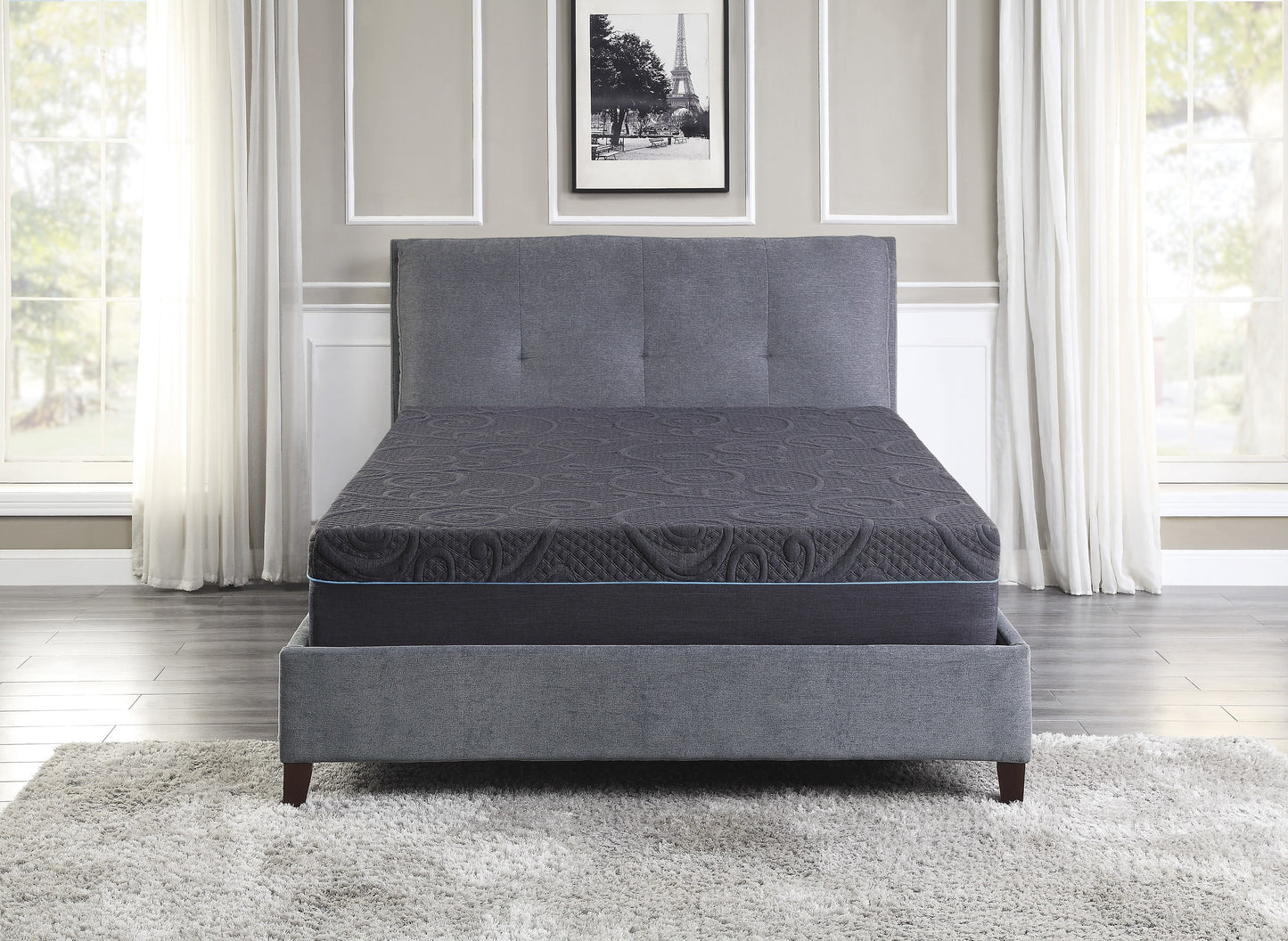 11-inch Queen Size Bed Mattress Gel-Infused Memory Foam Hybrid Mattress, Dark Gray, Mattress in a Box