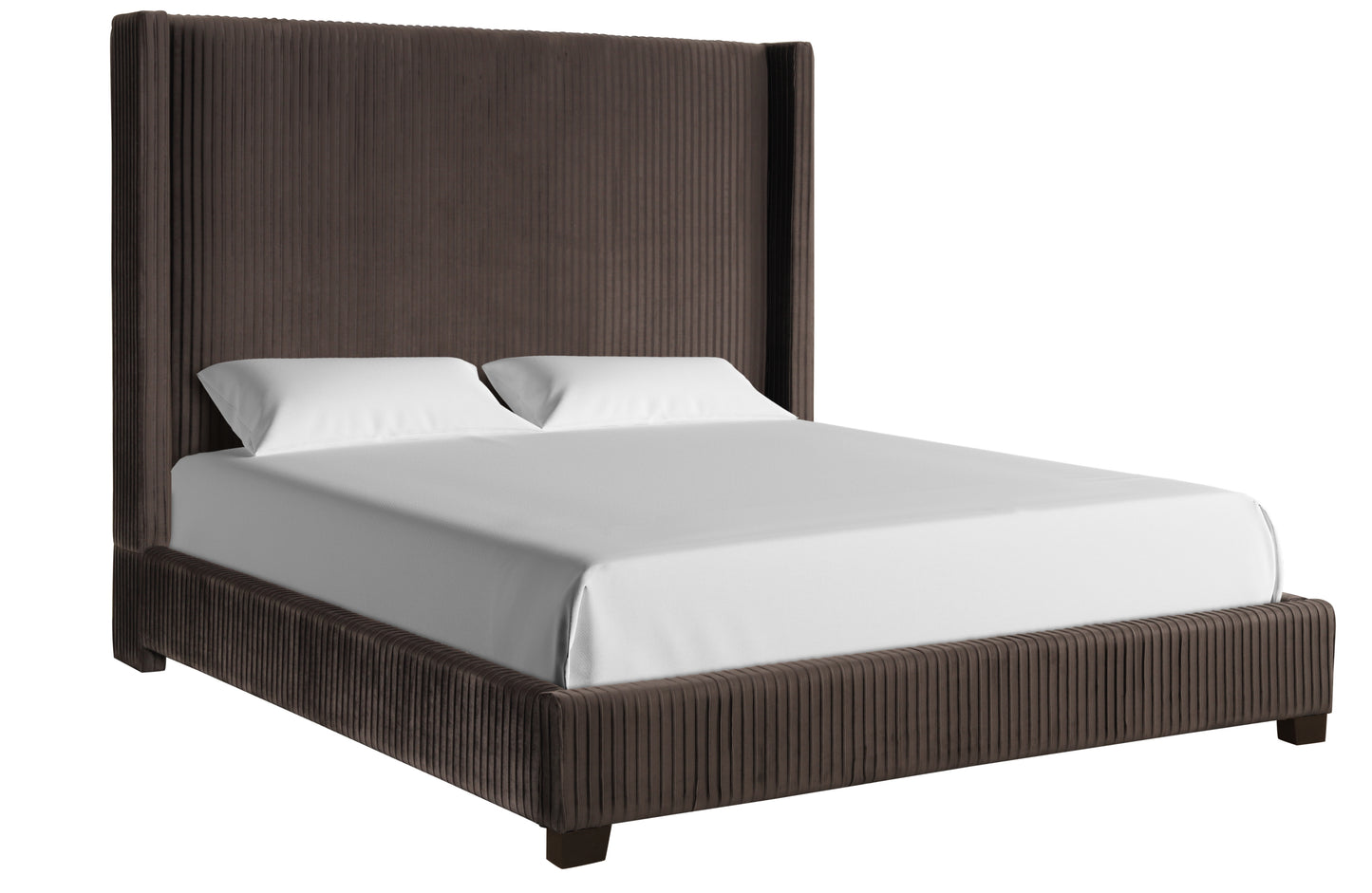 Queen Upholstered Bed In a Box Dark Brown